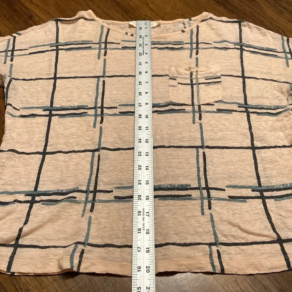 Tory‎ Burch 100% Linen Grid Tee